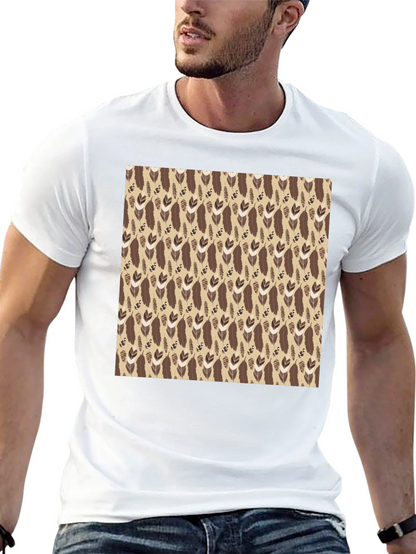 Tribal Feather Print Crew Neck T-Shirt