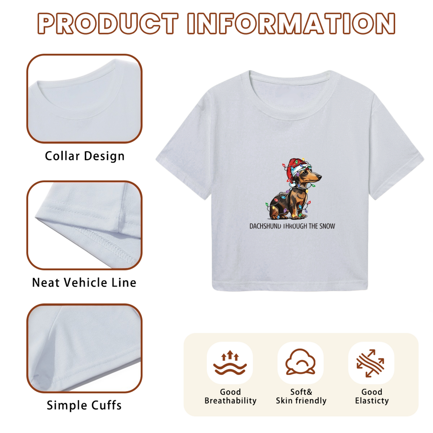 Dachshund Puppy Christmas Lights X?mas Party Crop Top