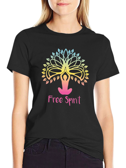 Free Spirit Yoga Tree Graphic Tee - Black