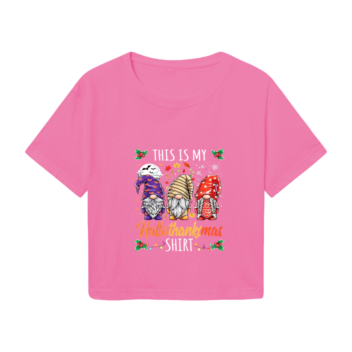 This Is My Hallothanksmas Gnome Holiday Crop Top