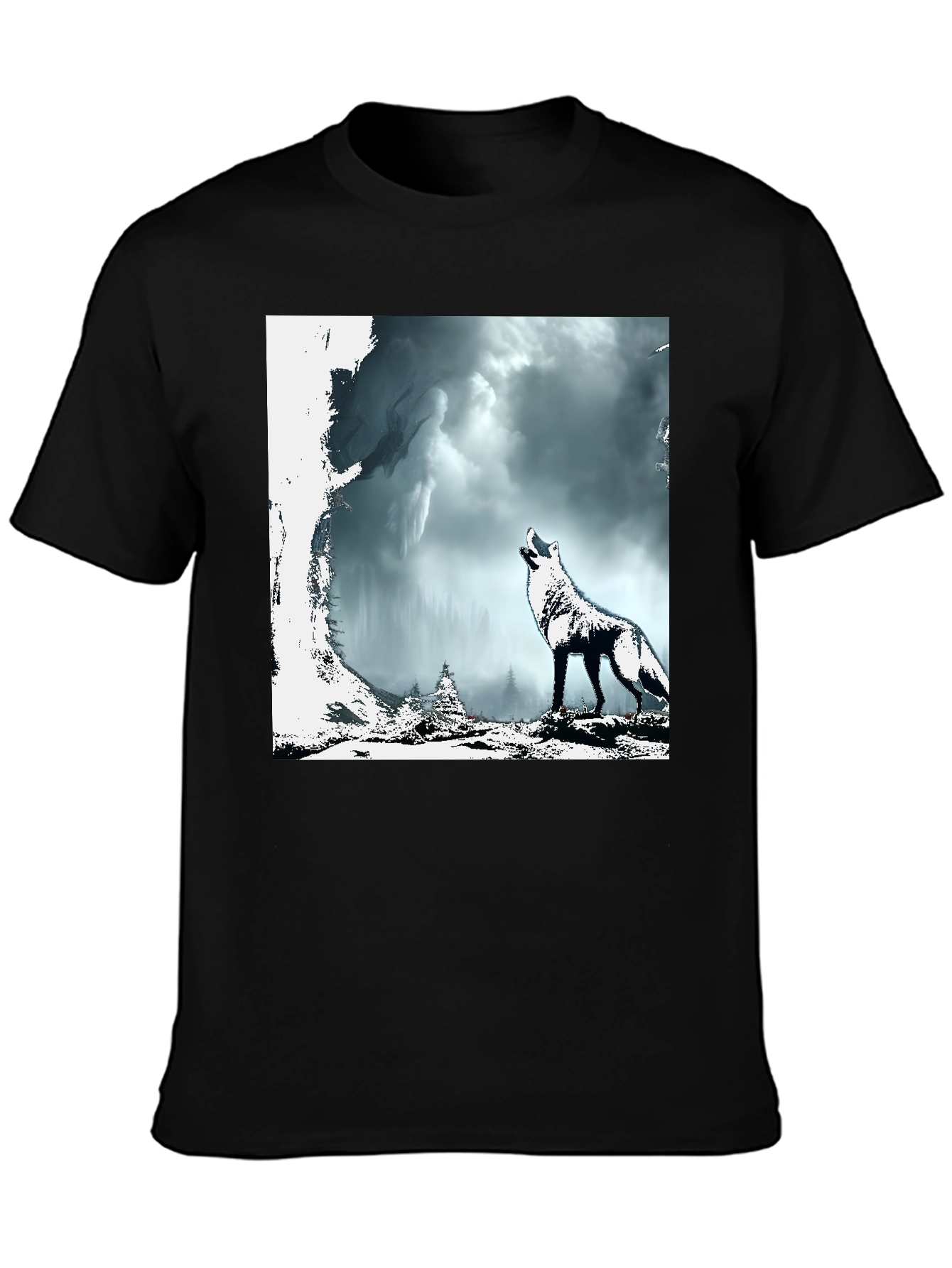 Wolf Howl Graphic Tee - Mens Black T-Shirt