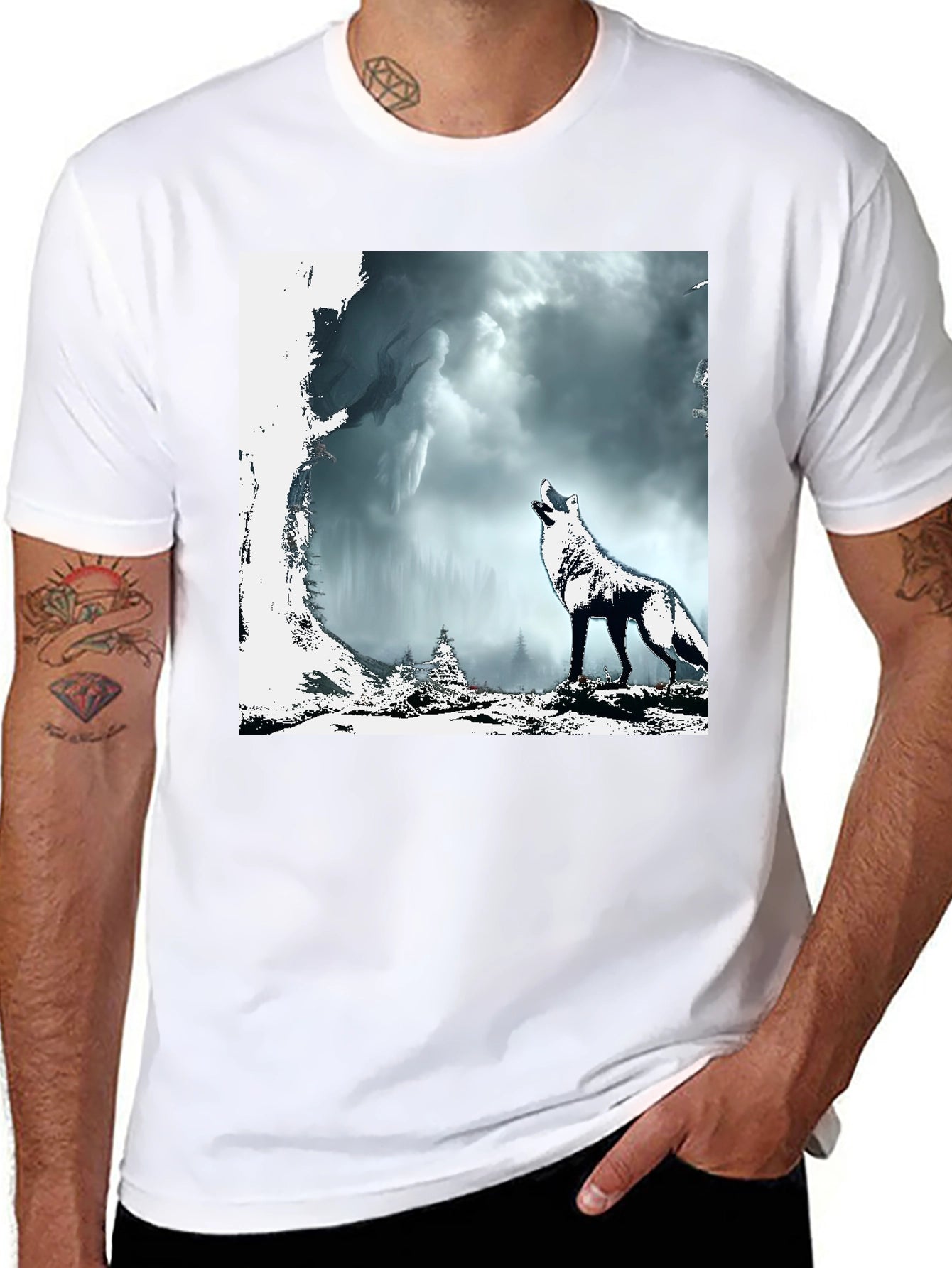 Wolf Howl Graphic Tee - Mens Black T-Shirt