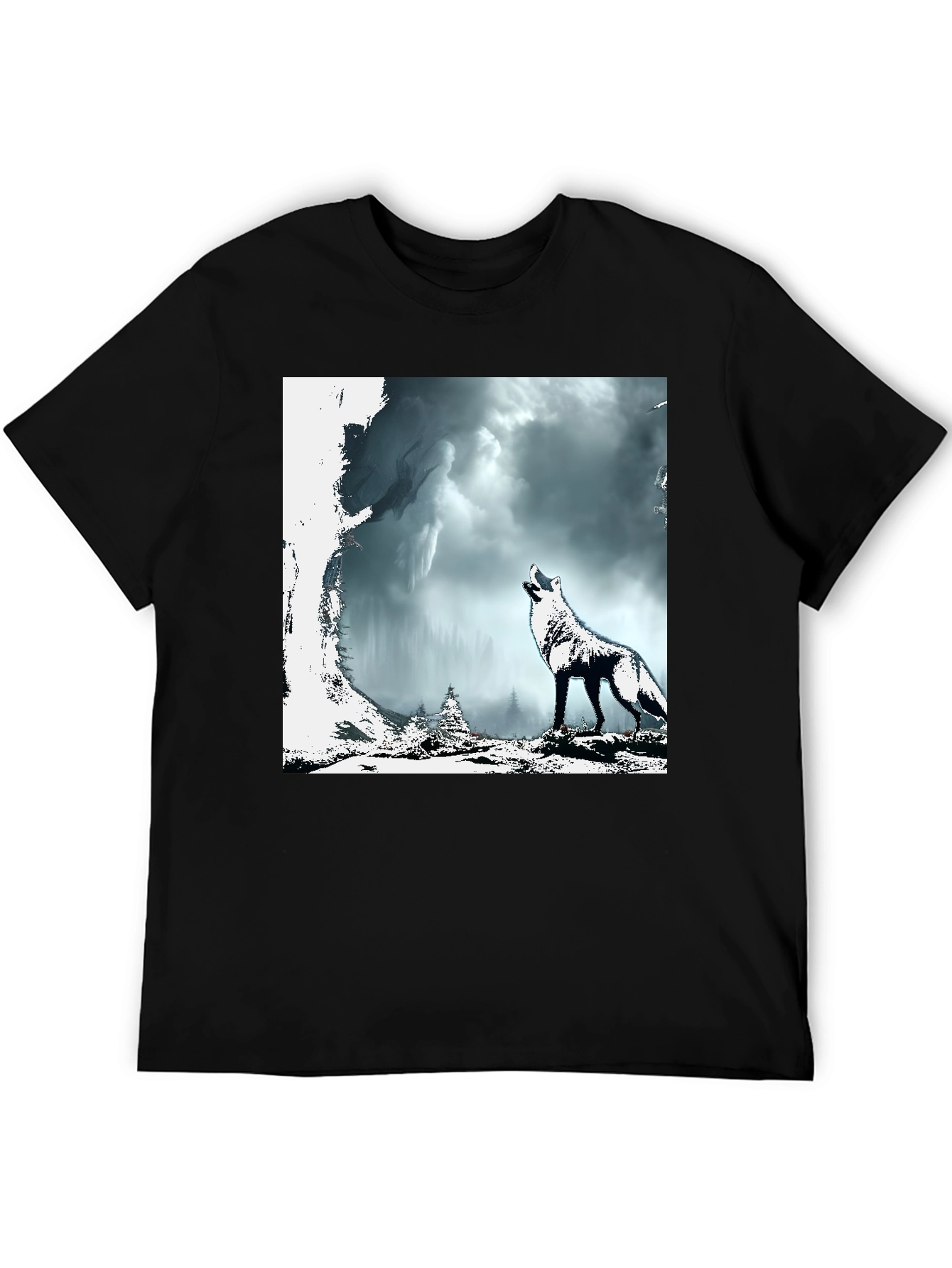 Wolf Howl Graphic Tee - Mens Black T-Shirt