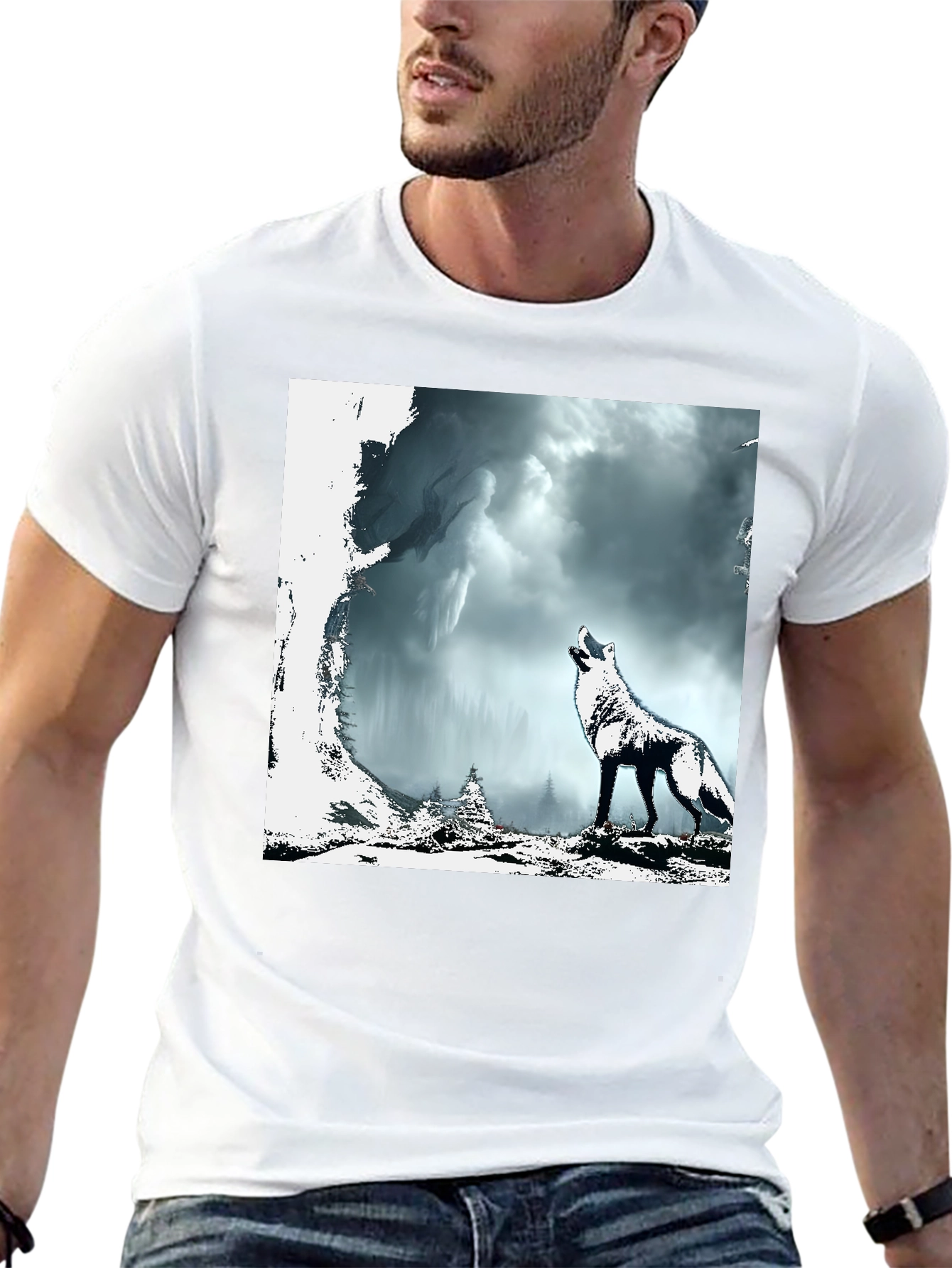 Wolf Howl Graphic Tee - Mens Black T-Shirt