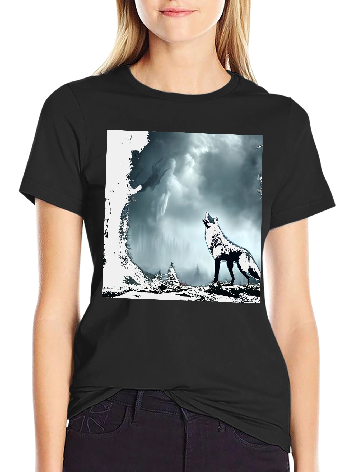 Wolf Howl Graphic Tee - Mens Black T-Shirt