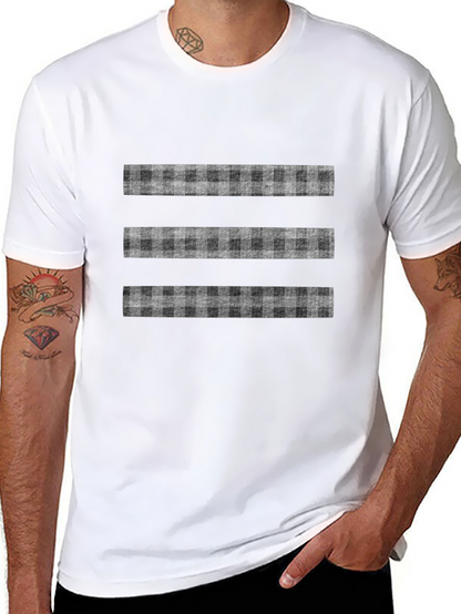 Stylish Black T-Shirt with Plaid Stripe Design