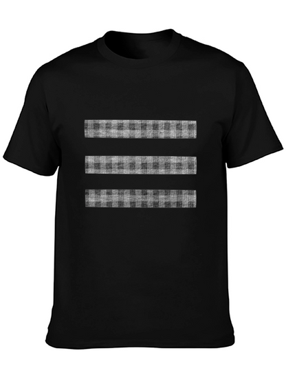 Stylish Black T-Shirt with Plaid Stripe Design