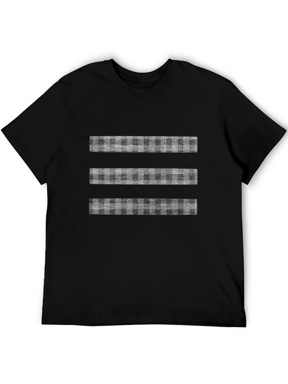 Stylish Black T-Shirt with Plaid Stripe Design