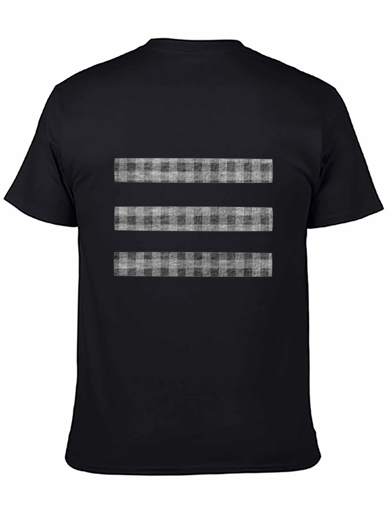 Stylish Black T-Shirt with Plaid Stripe Design