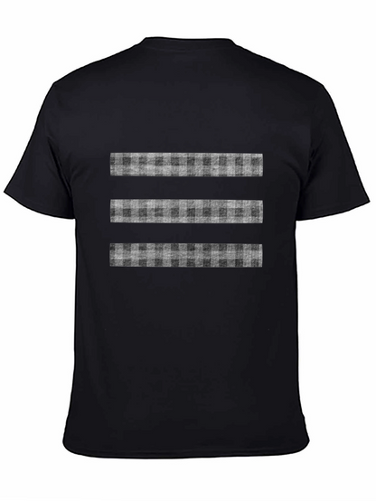 Stylish Black T-Shirt with Plaid Stripe Design