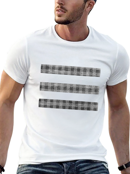 Stylish Black T-Shirt with Plaid Stripe Design