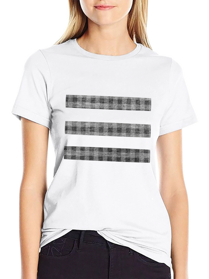 Stylish Black T-Shirt with Plaid Stripe Design