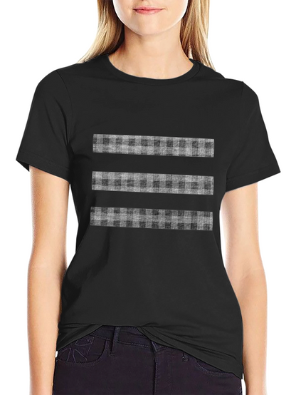Stylish Black T-Shirt with Plaid Stripe Design
