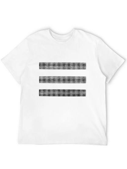 Stylish Black T-Shirt with Plaid Stripe Design