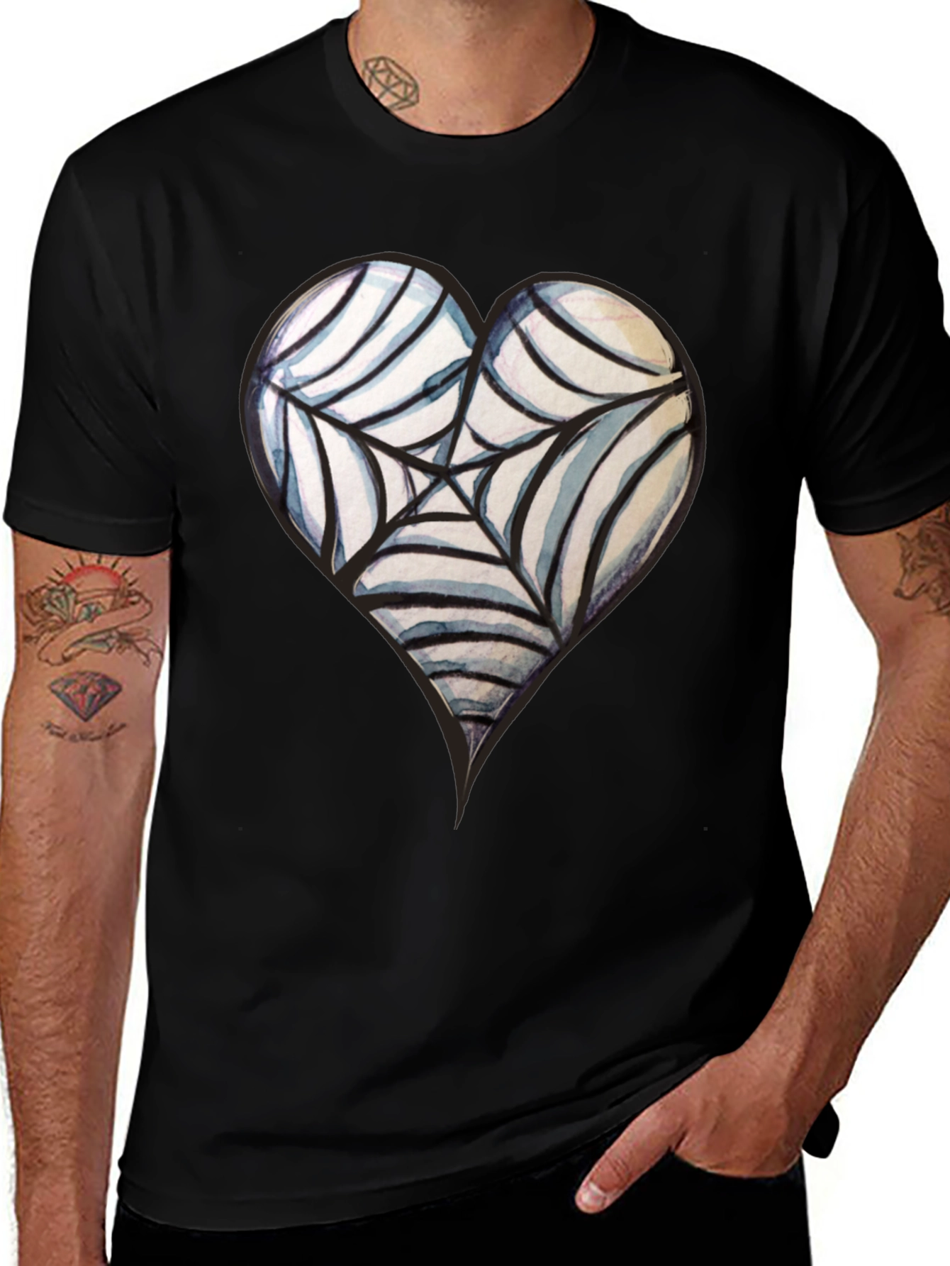 Heart Spiderweb Tee - Gothic Style