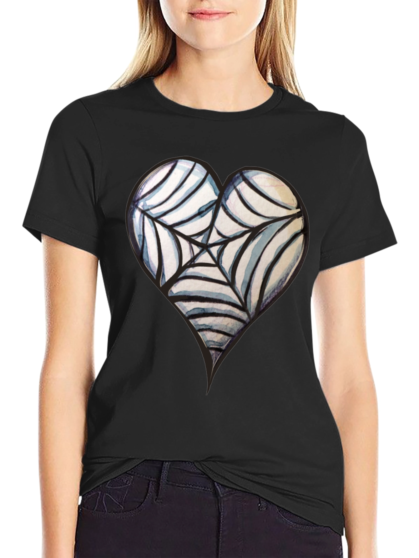 Heart Spiderweb Tee - Gothic Style