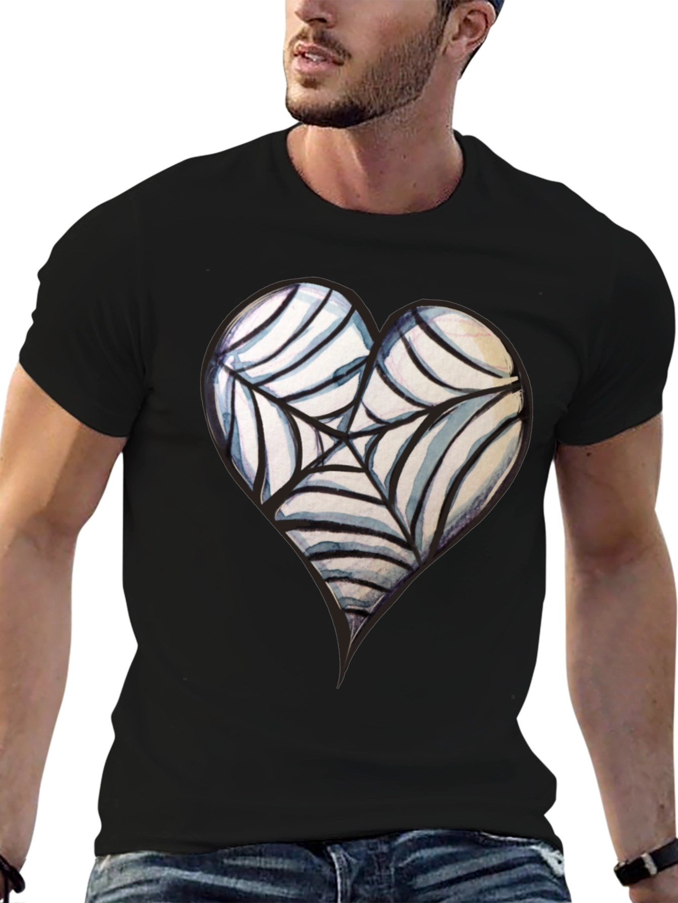 Heart Spiderweb Tee - Gothic Style