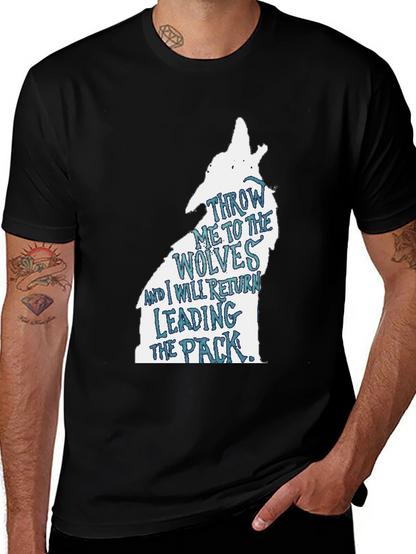 Wolf Pack Graphic Print Black T-Shirt