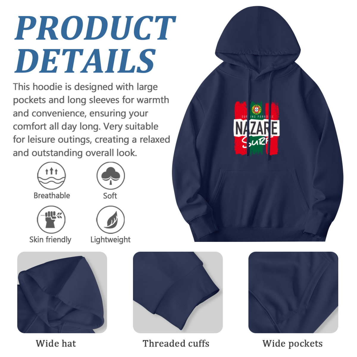 Streetwear Hoodie - Navy Blue Hoodie