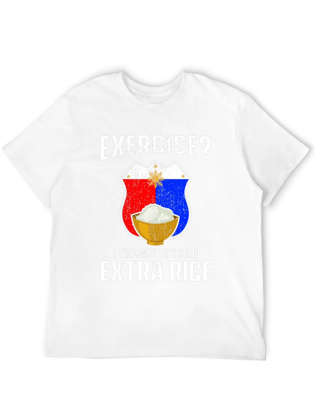 Exercise? Extra Rice Black Graphic T-Shirt