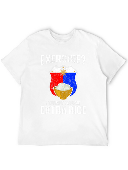 Exercise? Extra Rice Black Graphic T-Shirt