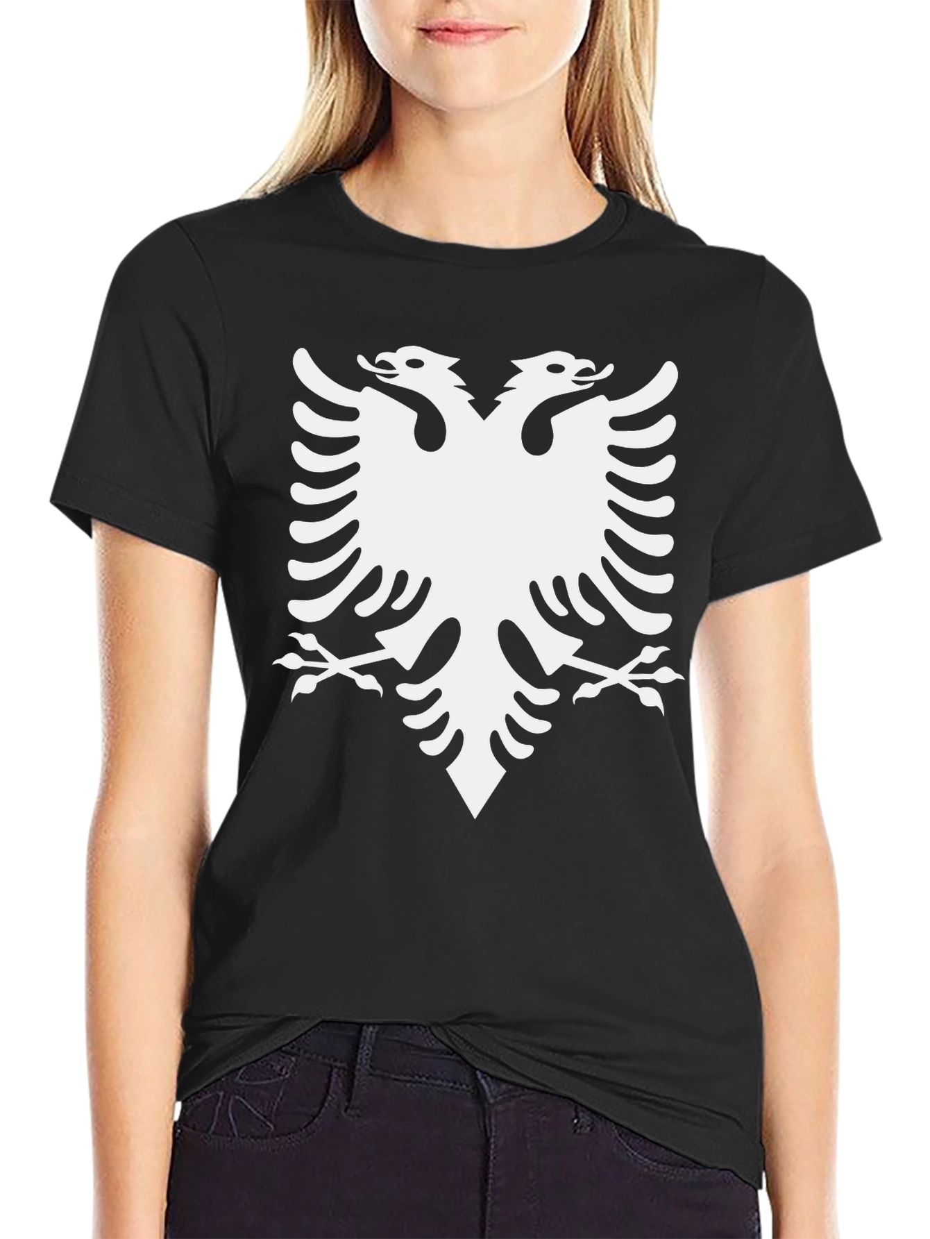 Albanian Eagle Graphic Tee - Black Cotton T-Shirt