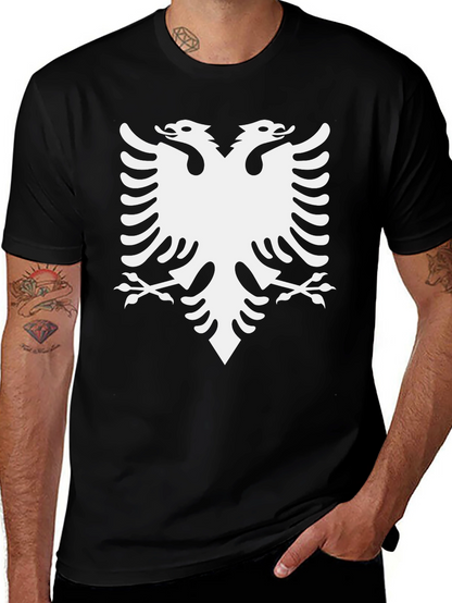 Albanian Eagle Graphic Tee - Black Cotton T-Shirt