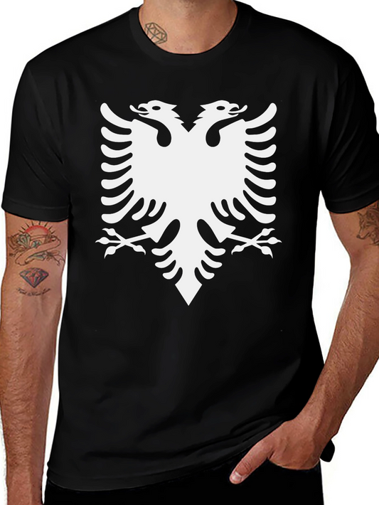 Albanian Eagle Graphic Tee - Black Cotton T-Shirt