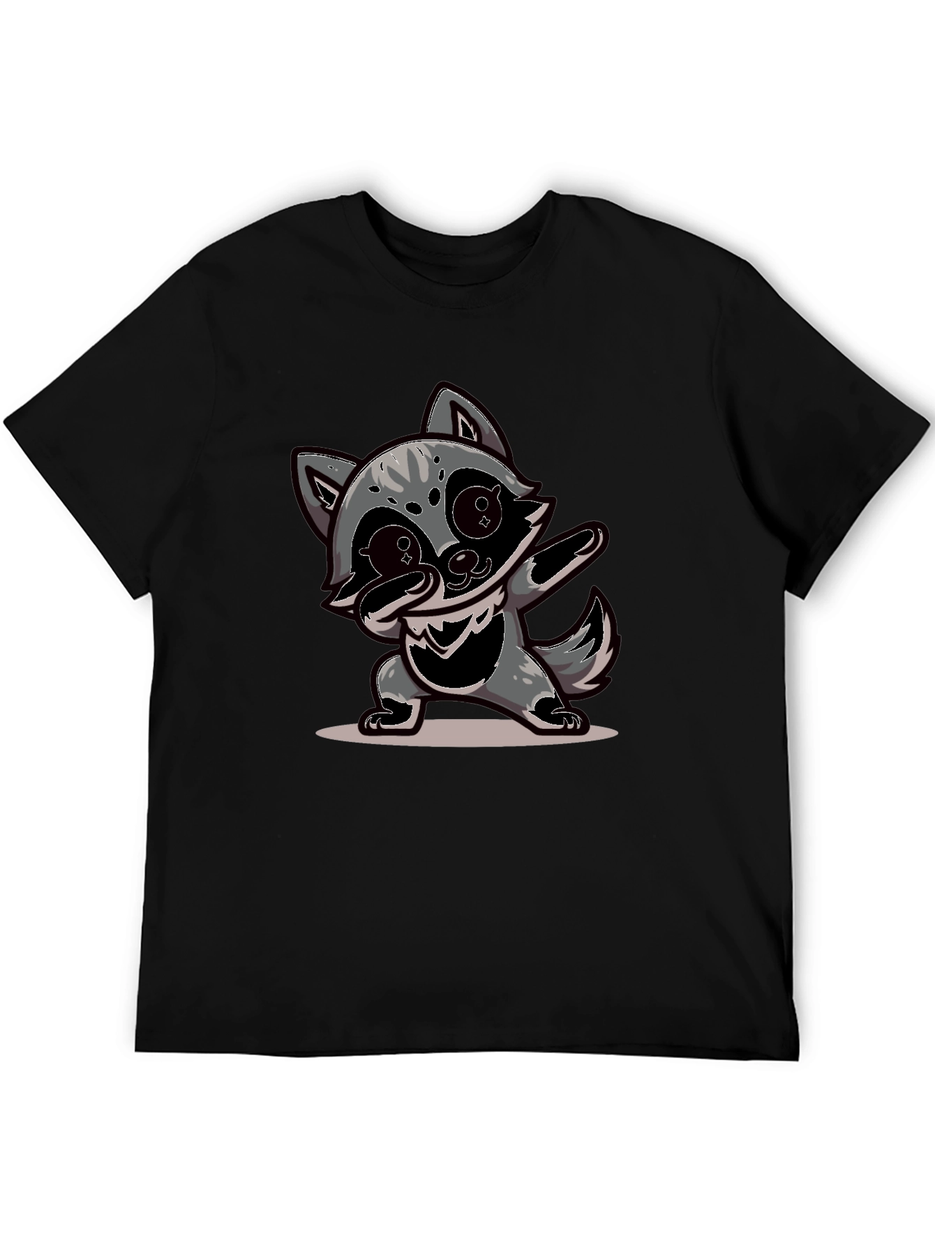 Dabbing Raccoon Graphic Tee - Black Casual Shirt