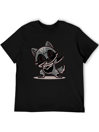 Dabbing Raccoon Graphic Tee - Black Casual Shirt