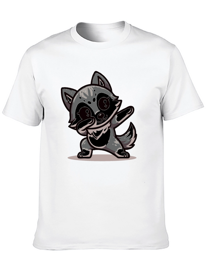 Dabbing Raccoon Graphic Tee - Black Casual Shirt