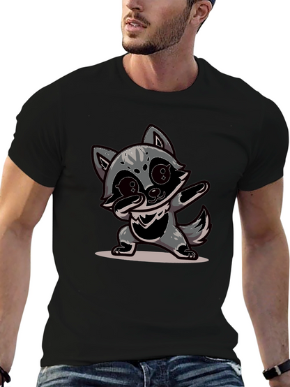 Dabbing Raccoon Graphic Tee - Black Casual Shirt