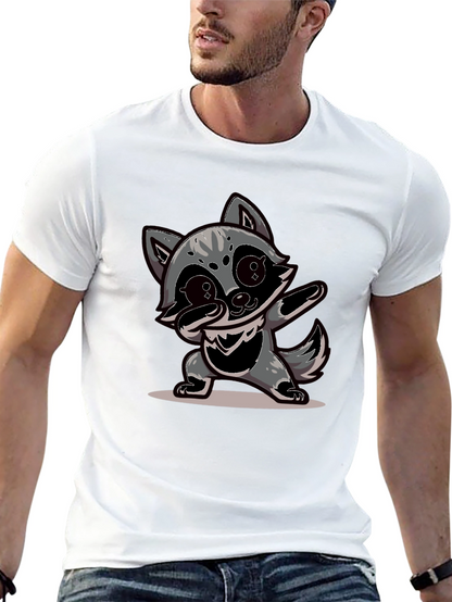 Dabbing Raccoon Graphic Tee - Black Casual Shirt