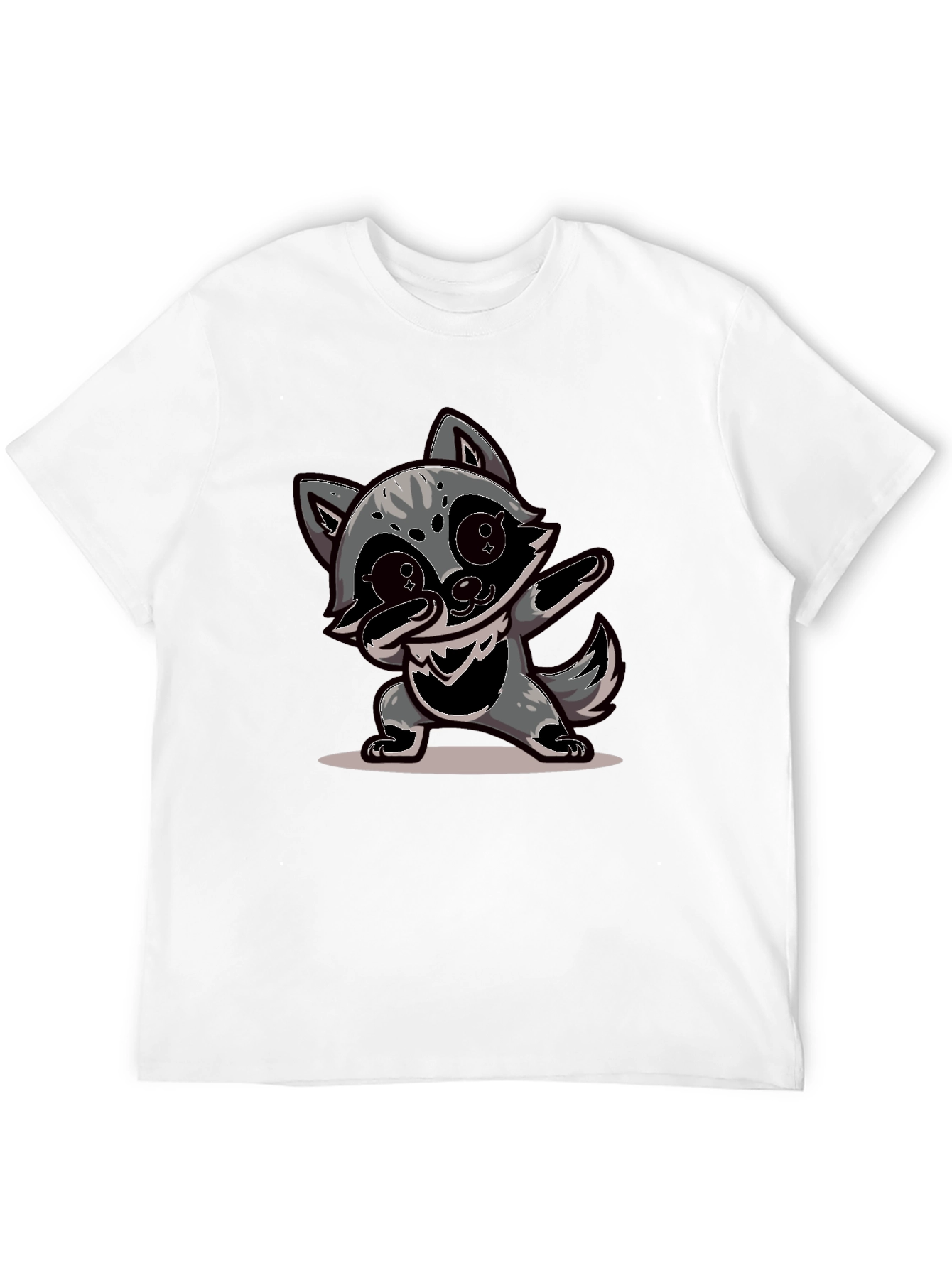 Dabbing Raccoon Graphic Tee - Black Casual Shirt