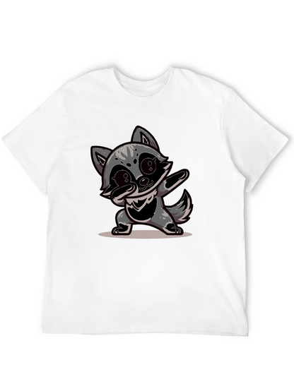Dabbing Raccoon Graphic Tee - Black Casual Shirt