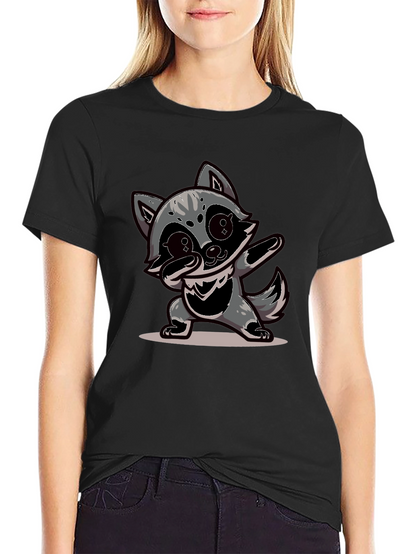 Dabbing Raccoon Graphic Tee - Black Casual Shirt