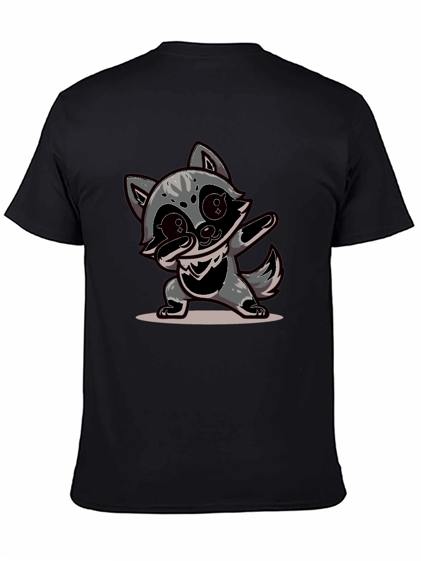 Dabbing Raccoon Graphic Tee - Black Casual Shirt