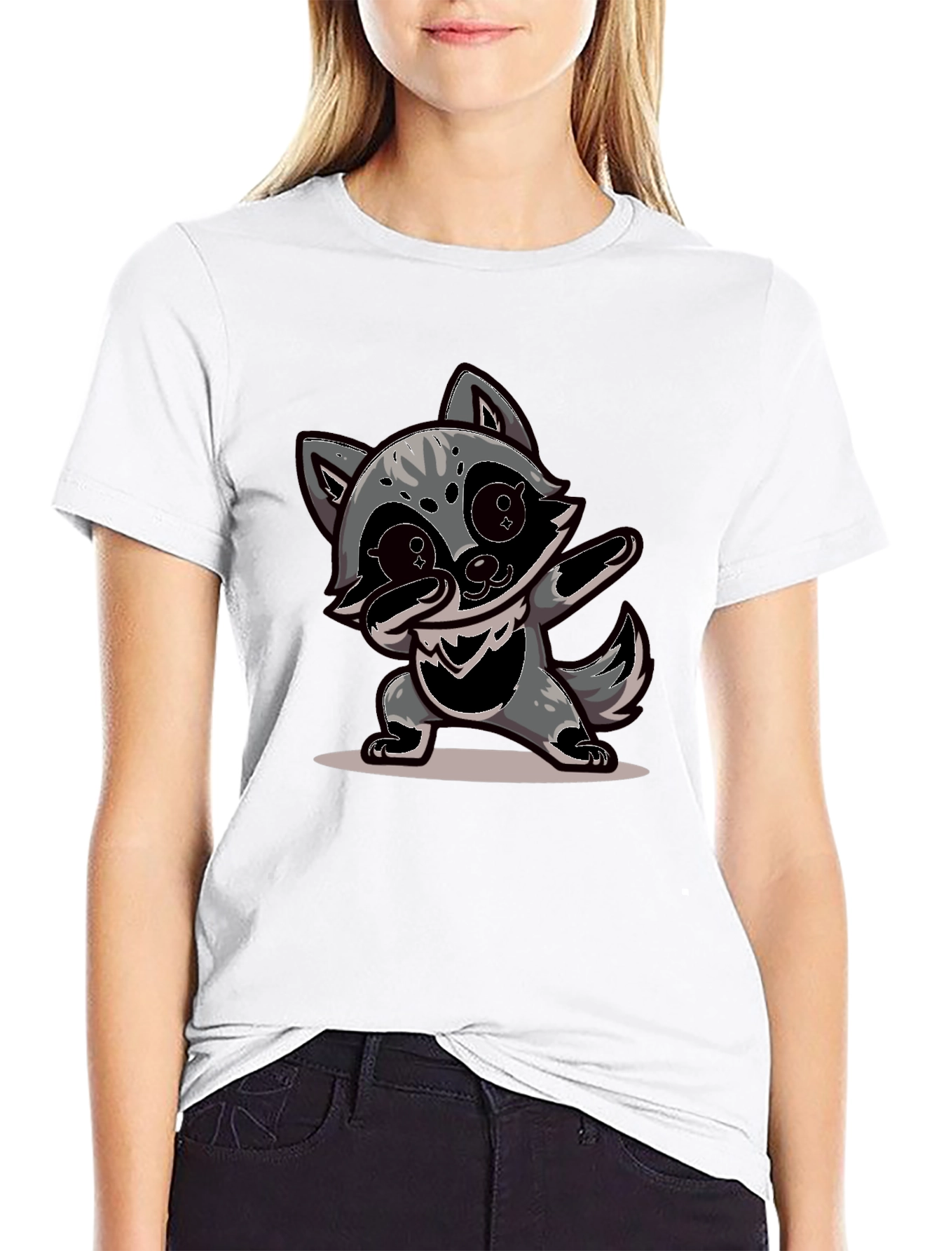 Dabbing Raccoon Graphic Tee - Black Casual Shirt
