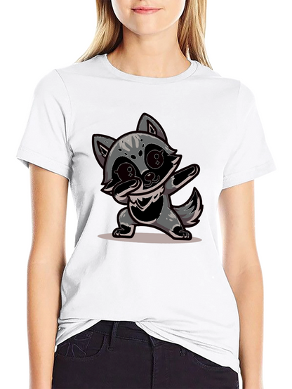 Dabbing Raccoon Graphic Tee - Black Casual Shirt