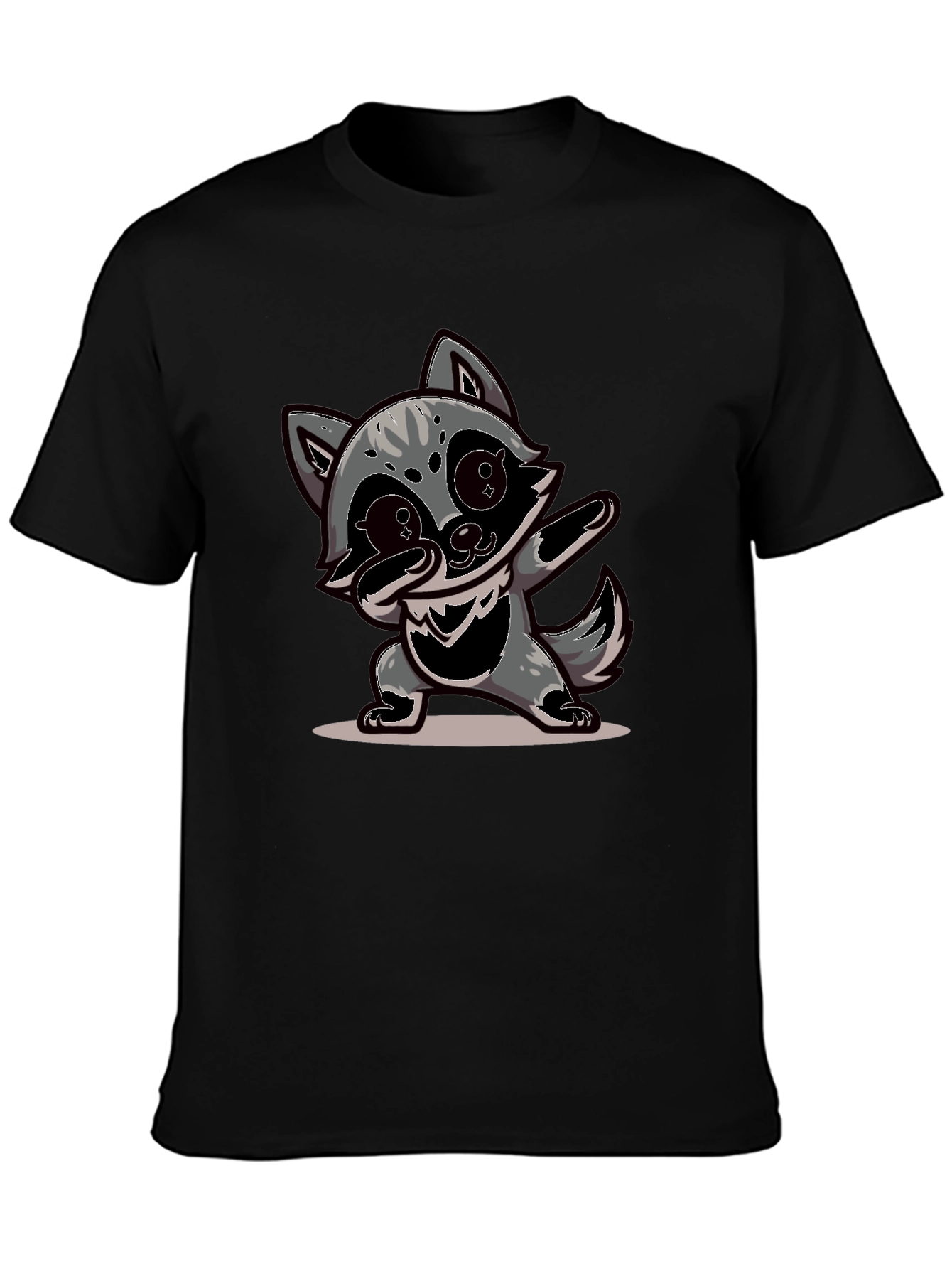 Dabbing Raccoon Graphic Tee - Black Casual Shirt