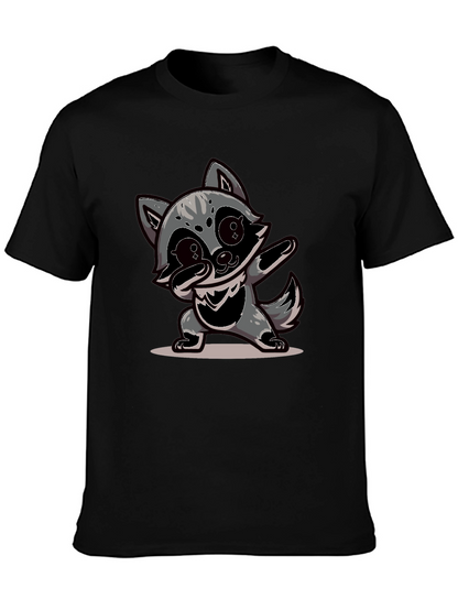 Dabbing Raccoon Graphic Tee - Black Casual Shirt