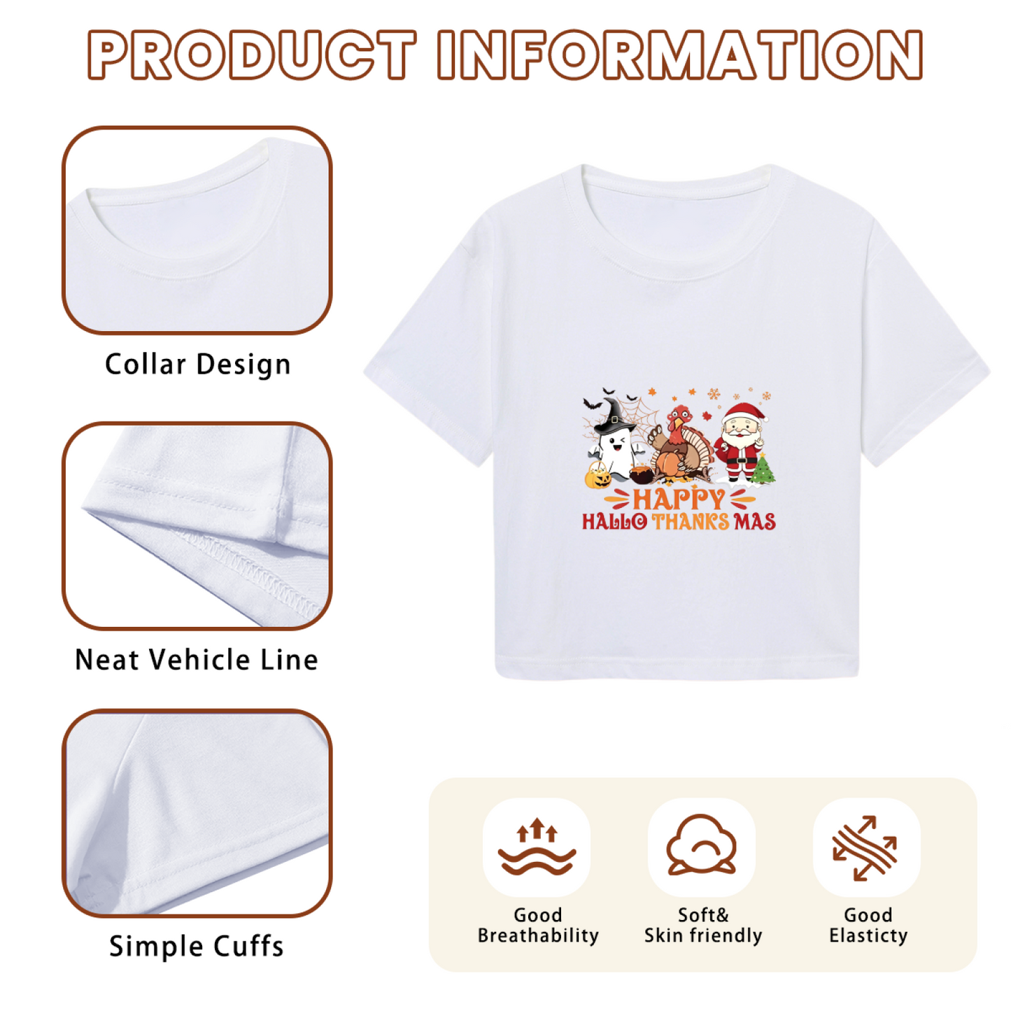 Happy Hallothanksmas Ghost Turkey Santa Fun Crop Top