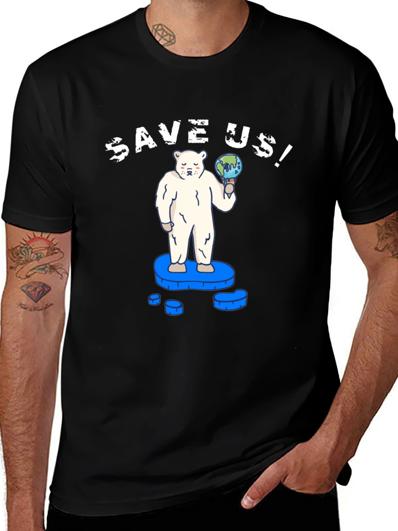 Save Us! Graphic Tee - Global Warming Awareness T-Shirt