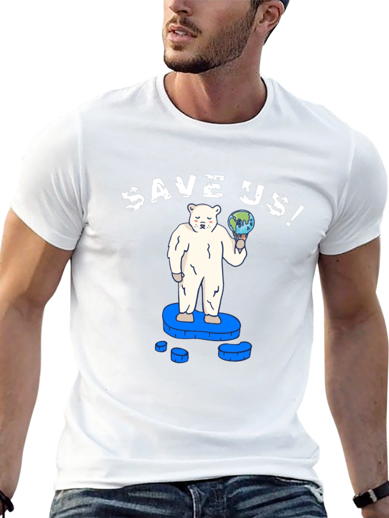 Save Us! Graphic Tee - Global Warming Awareness T-Shirt