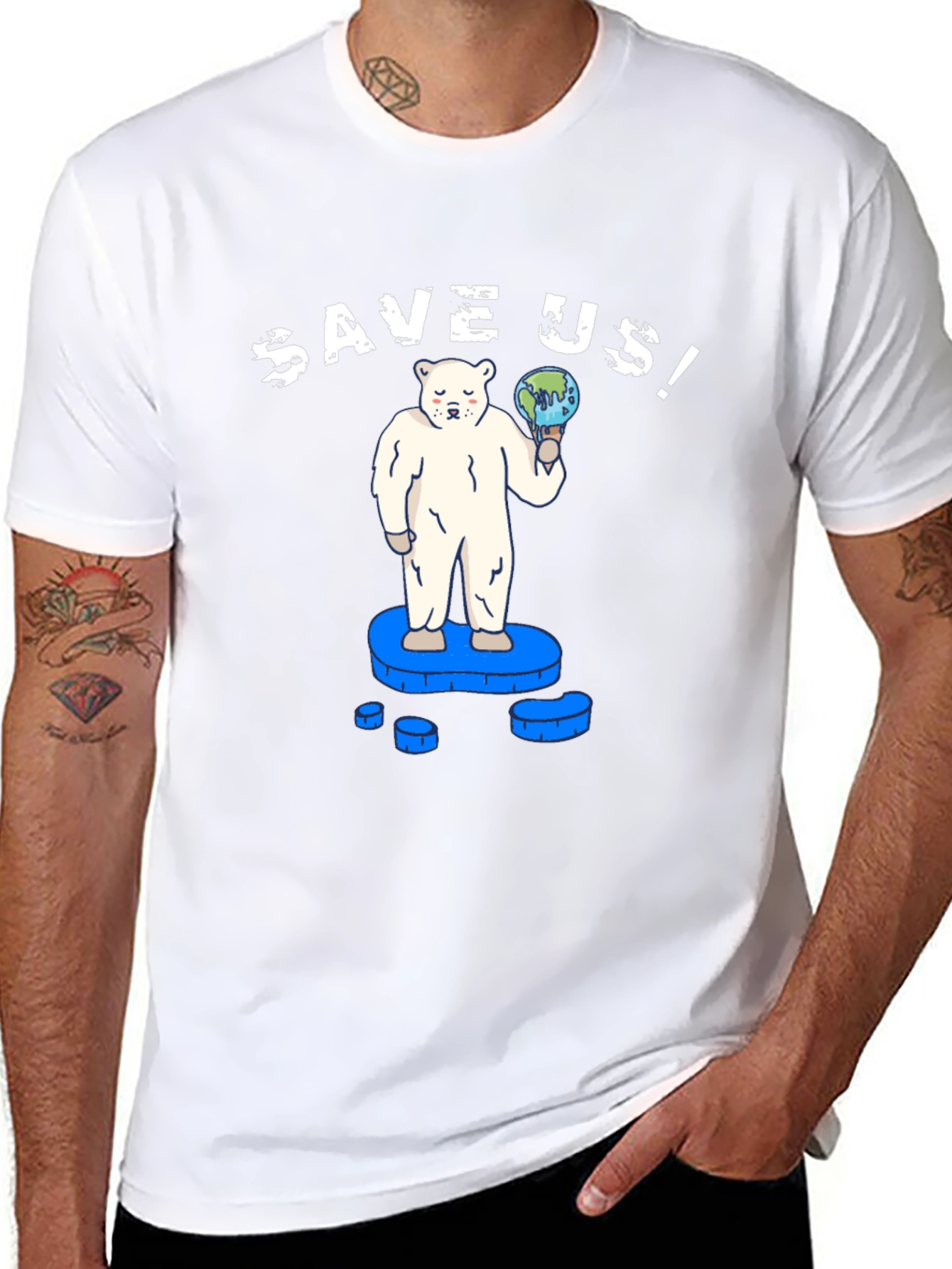 Save Us! Graphic Tee - Global Warming Awareness T-Shirt