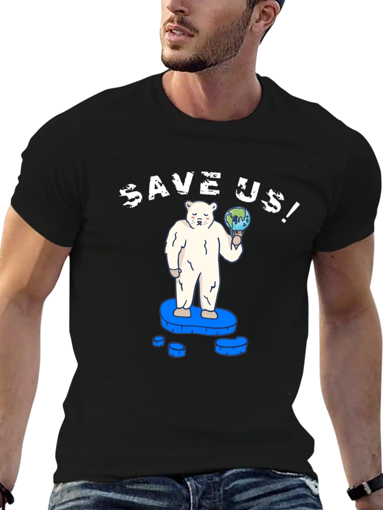 Save Us! Graphic Tee - Global Warming Awareness T-Shirt