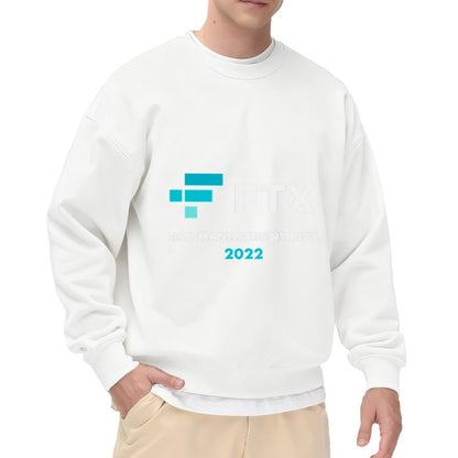 Crewneck Sweatshirt with FTX "We Are Managing Risk" 2025 Graphic - Casual Oversized Long-Sleeve Pullover, Statement Top for Men