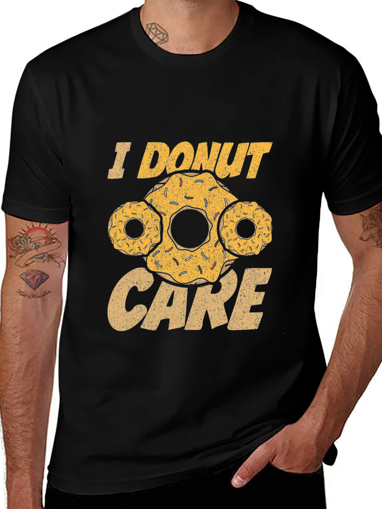 I Donut Care Black Graphic T-Shirt