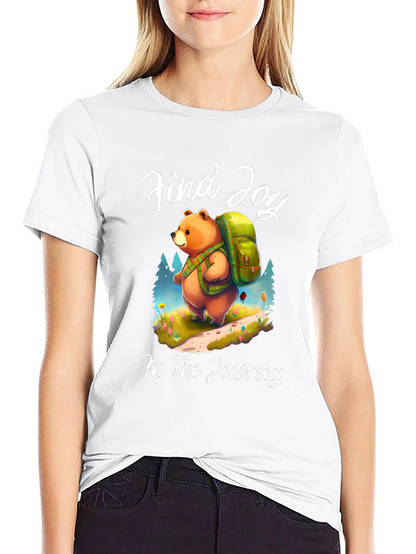 Find Joy Bear Graphic Tee - Hiking Adventure Shirt