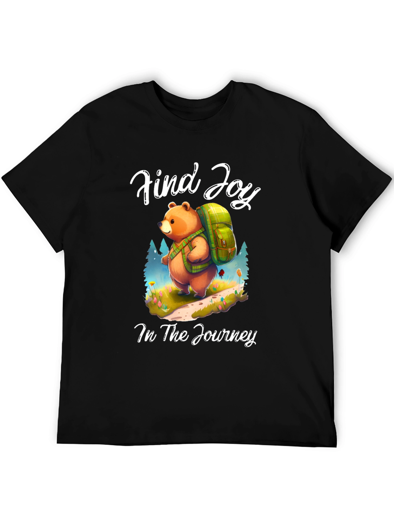 Find Joy Bear Graphic Tee - Hiking Adventure Shirt